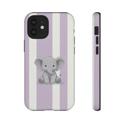 Baby Elephant Phone Case — Soft Purple Striped Protective Design Cover