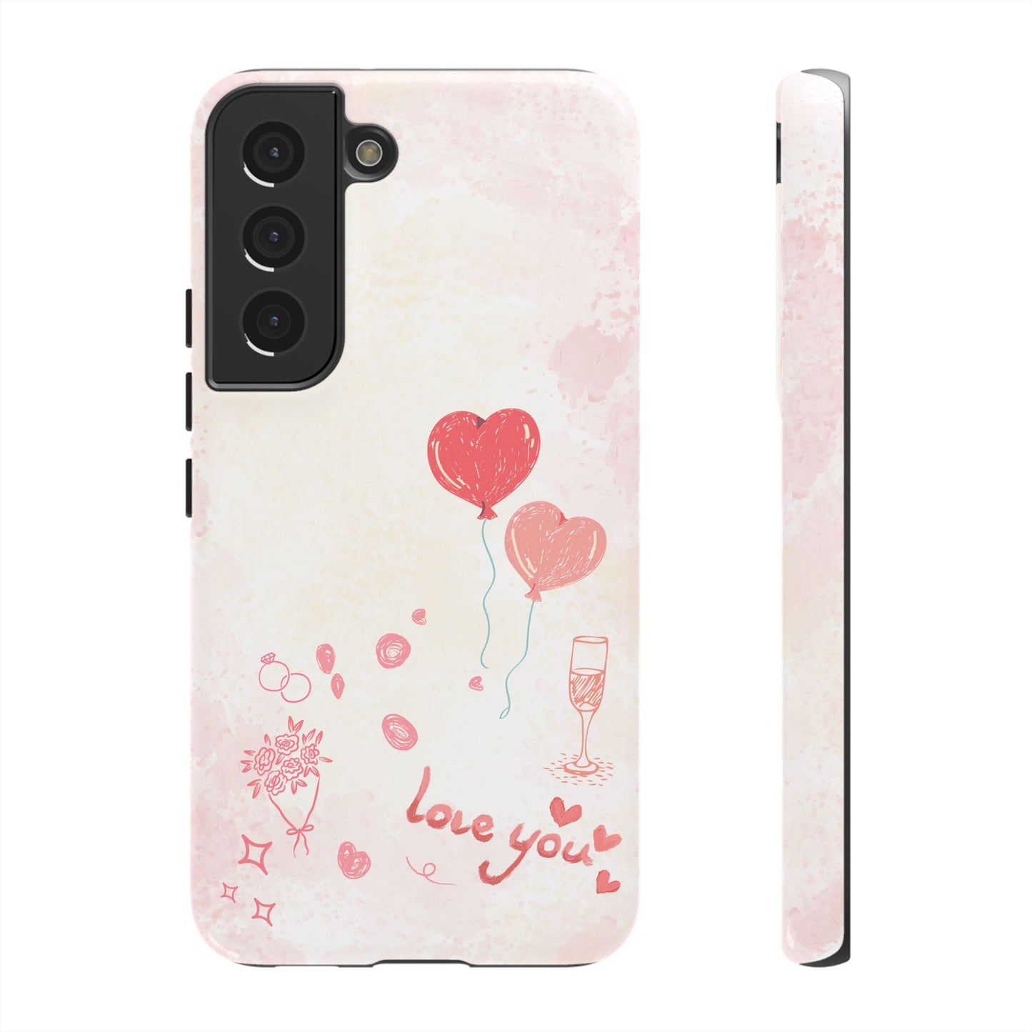 Valentine Heart Balloons Phone Case — "Love You" Romantic Protective Design Cover