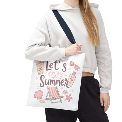 Let's Enjoy Summer Tote Bag — Beach Chair & Seashell Graphic