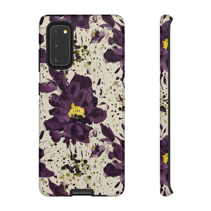 Royral Purple Watercolor Floral Phone Case — Seamless Pastel Flower Protective Design Cover