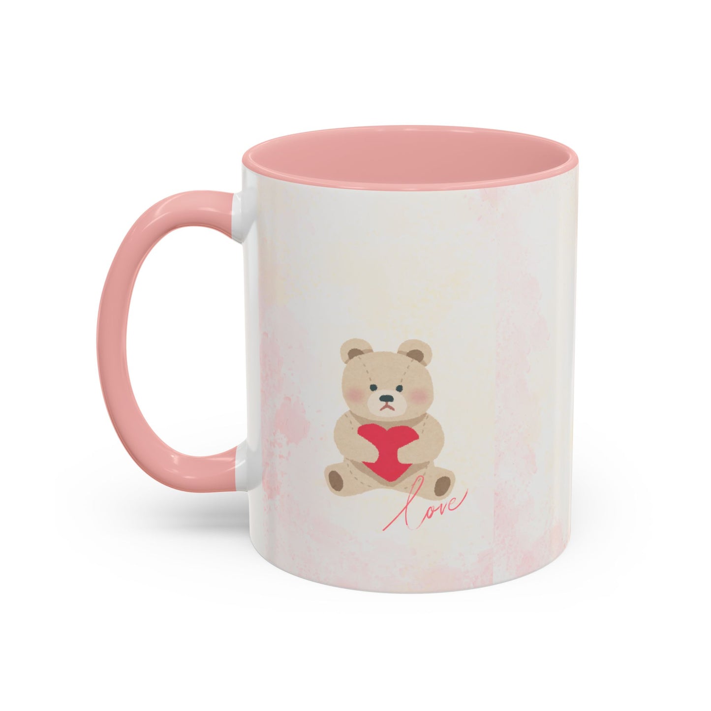 Pink Teddy Bear Heart Accent Coffee Mug (11/15oz)