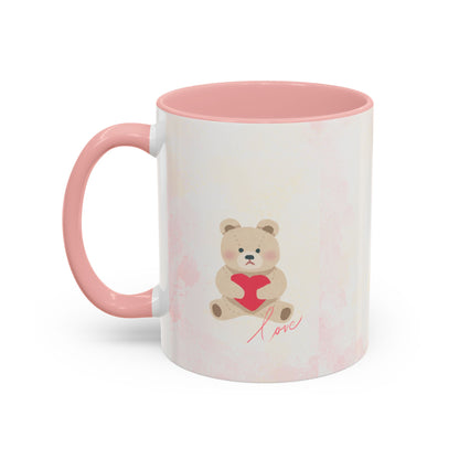 Pink Teddy Bear Heart Accent Coffee Mug (11/15oz)