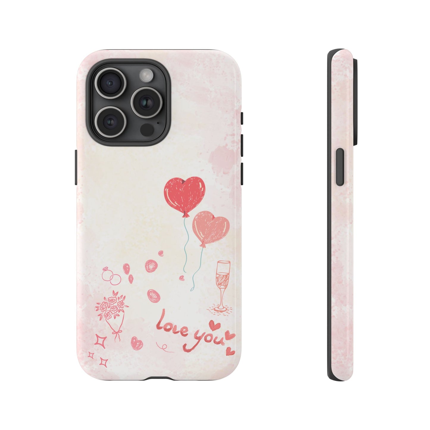 Valentine Heart Balloons Phone Case — "Love You" Romantic Protective Design Cover