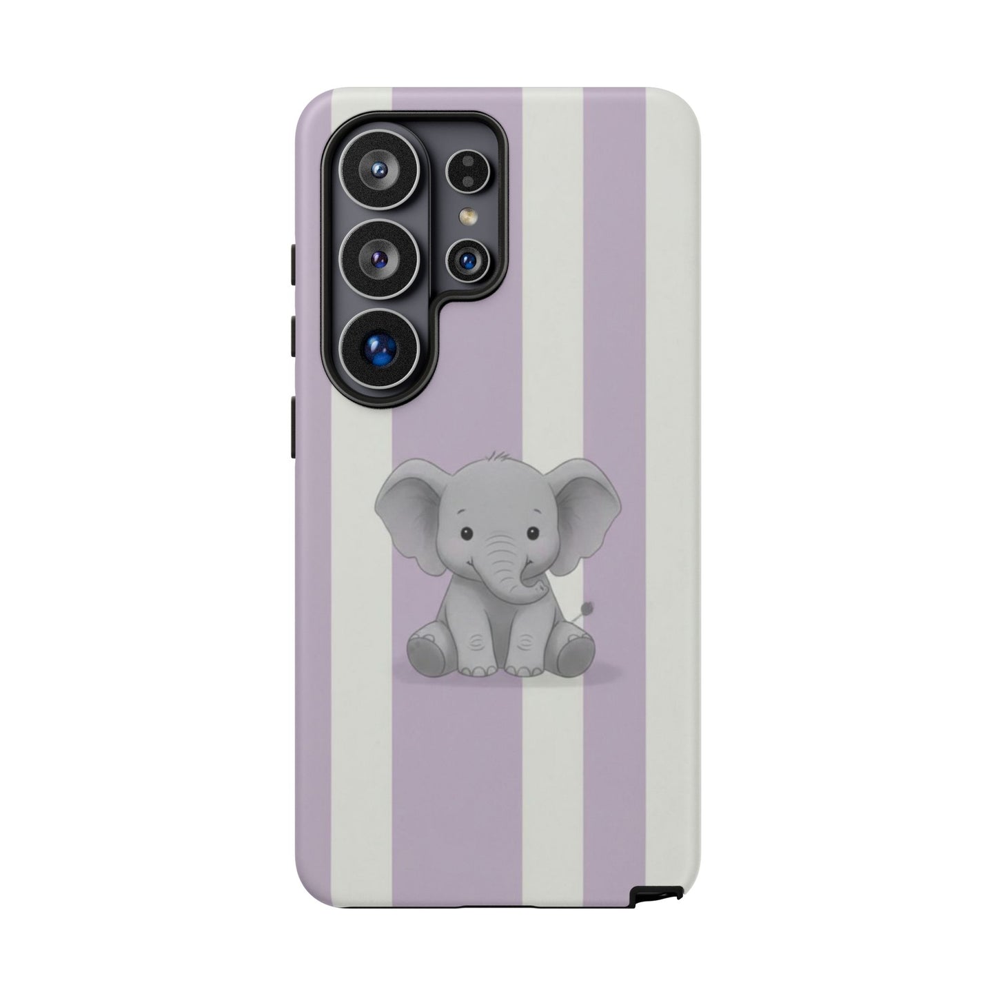 Baby Elephant Phone Case — Soft Purple Striped Protective Design Cover