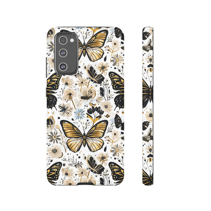 Black & Gold Butterfly Floral Phone Case - Seamless Pattern Design Cover