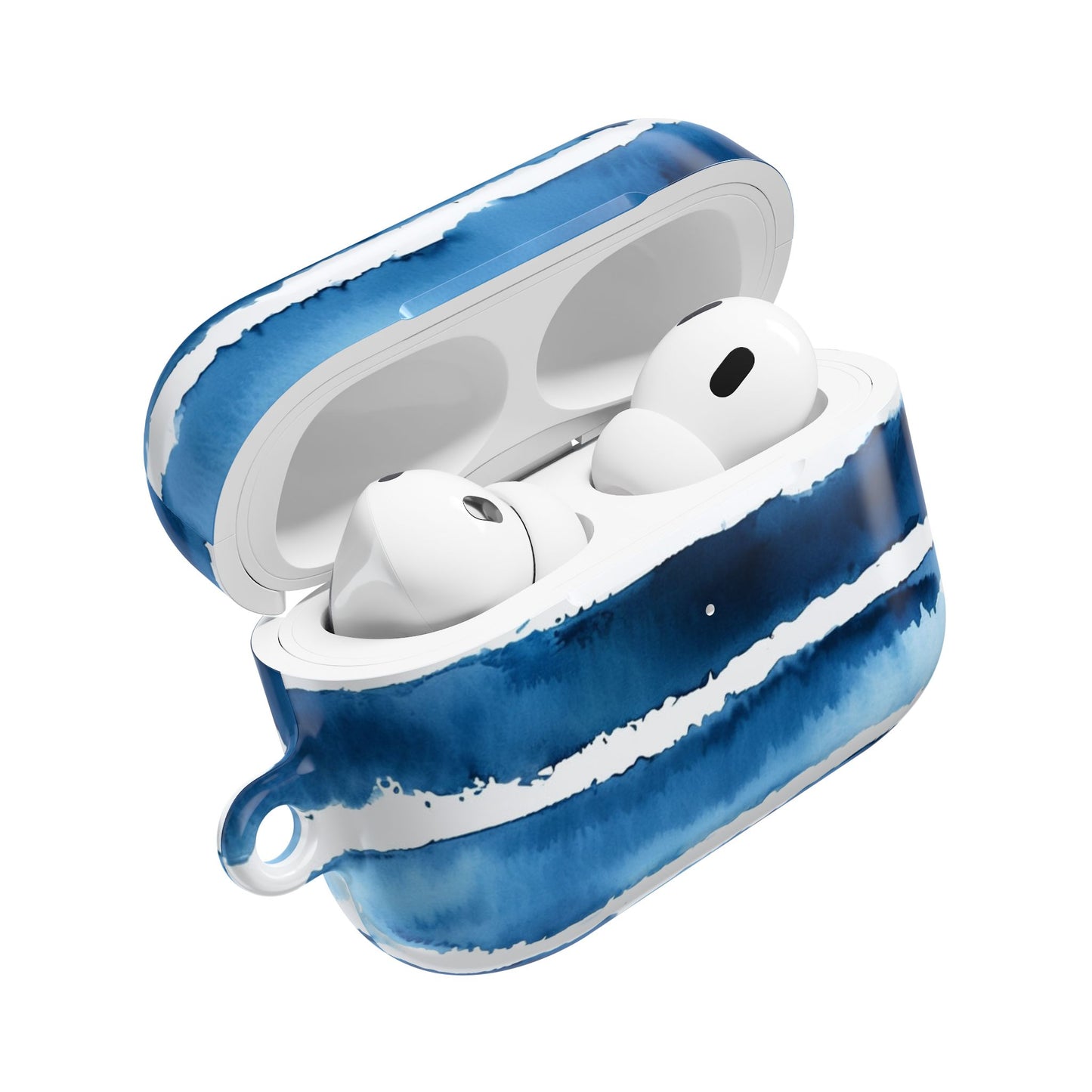 Blue Watercolor Stripe AirPod Case — Coastal Wave Protective Cover