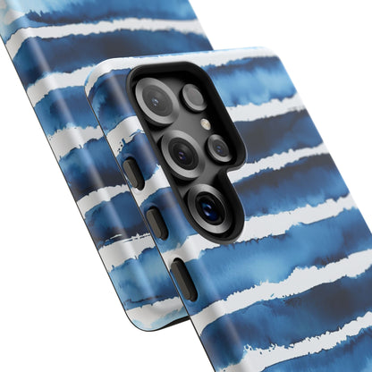 Blue & White Watercolor Stripe Tough Case
