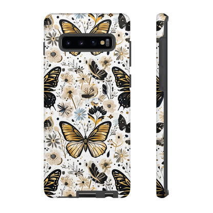 Black & Gold Butterfly Floral Phone Case - Seamless Pattern Design Cover