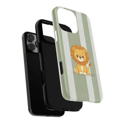 Baby Lion Phone Case — Olive green Striped Protective Design Cover