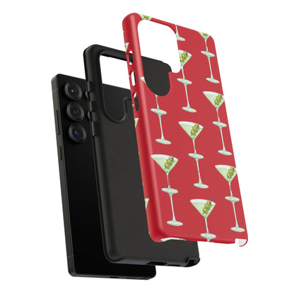 Martini Pattern Tough Case — Dark Red Cocktail Phone Cover