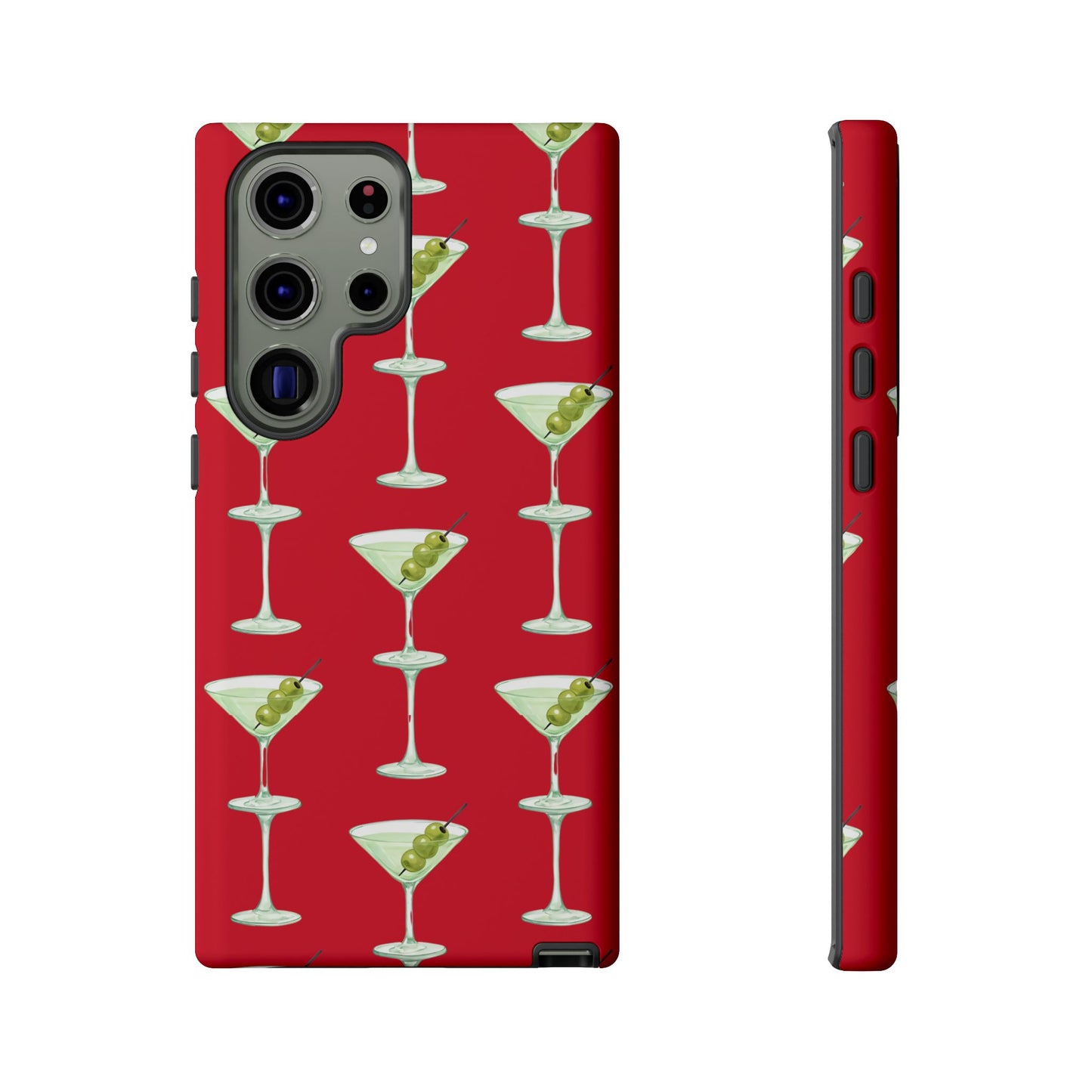 Martini Pattern Tough Case — Dark Red Cocktail Phone Cover