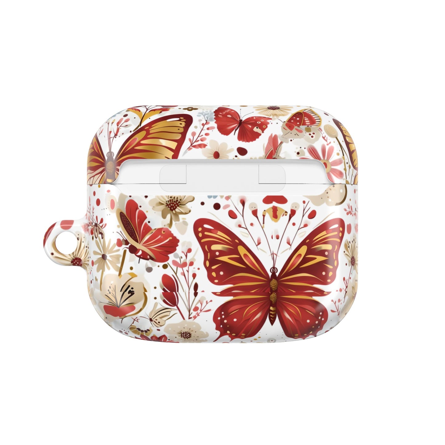Gold & Red Butterfly Floral AirPod Case — Decorative Charging Case