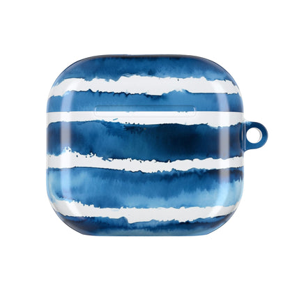 Blue Watercolor Stripe AirPod Case — Coastal Wave Protective Cover