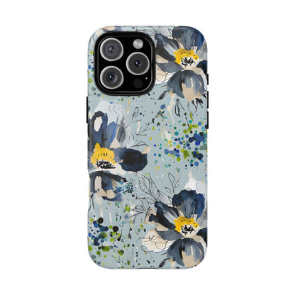 Blue Watercolor Floral Phone Case — Seamless Pastel Flower Protective Design Cover