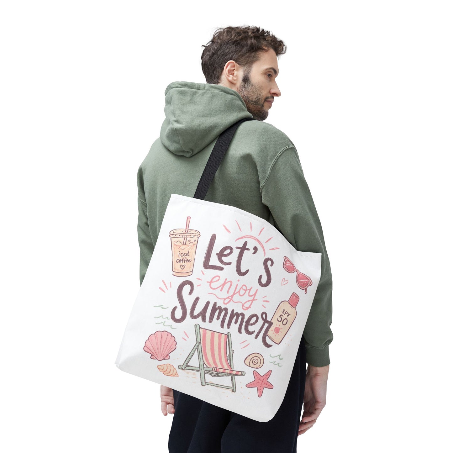 Let's Enjoy Summer Tote Bag — Beach Chair & Seashell Graphic