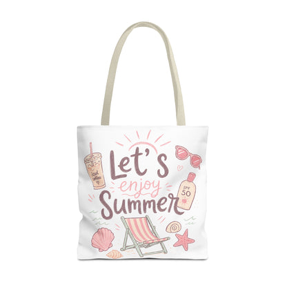 Let's Enjoy Summer Tote Bag — Beach Chair & Seashell Graphic