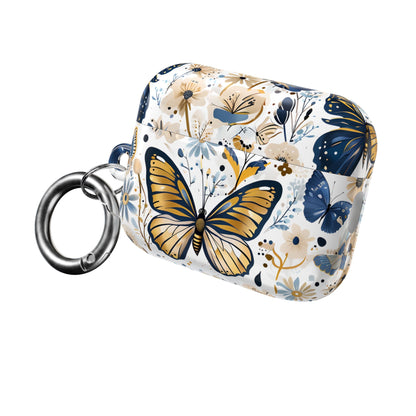 Gold & Navy Butterfly Floral AirPod Case — Decorative Charging Case