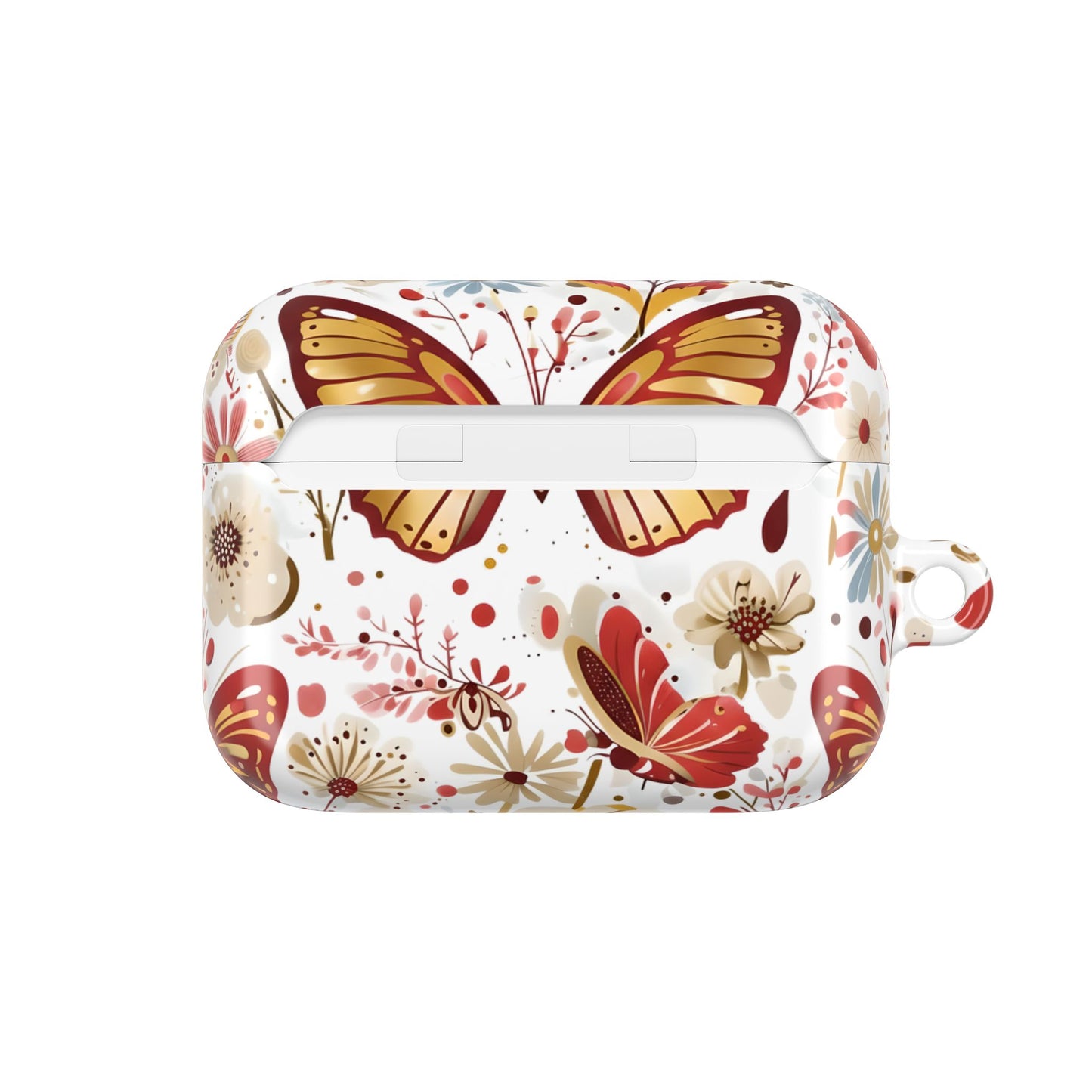 Gold & Red Butterfly Floral AirPod Case — Decorative Charging Case