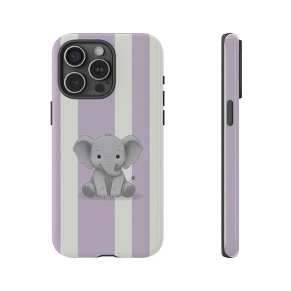 Baby Elephant Phone Case — Soft Purple Striped Protective Design Cover