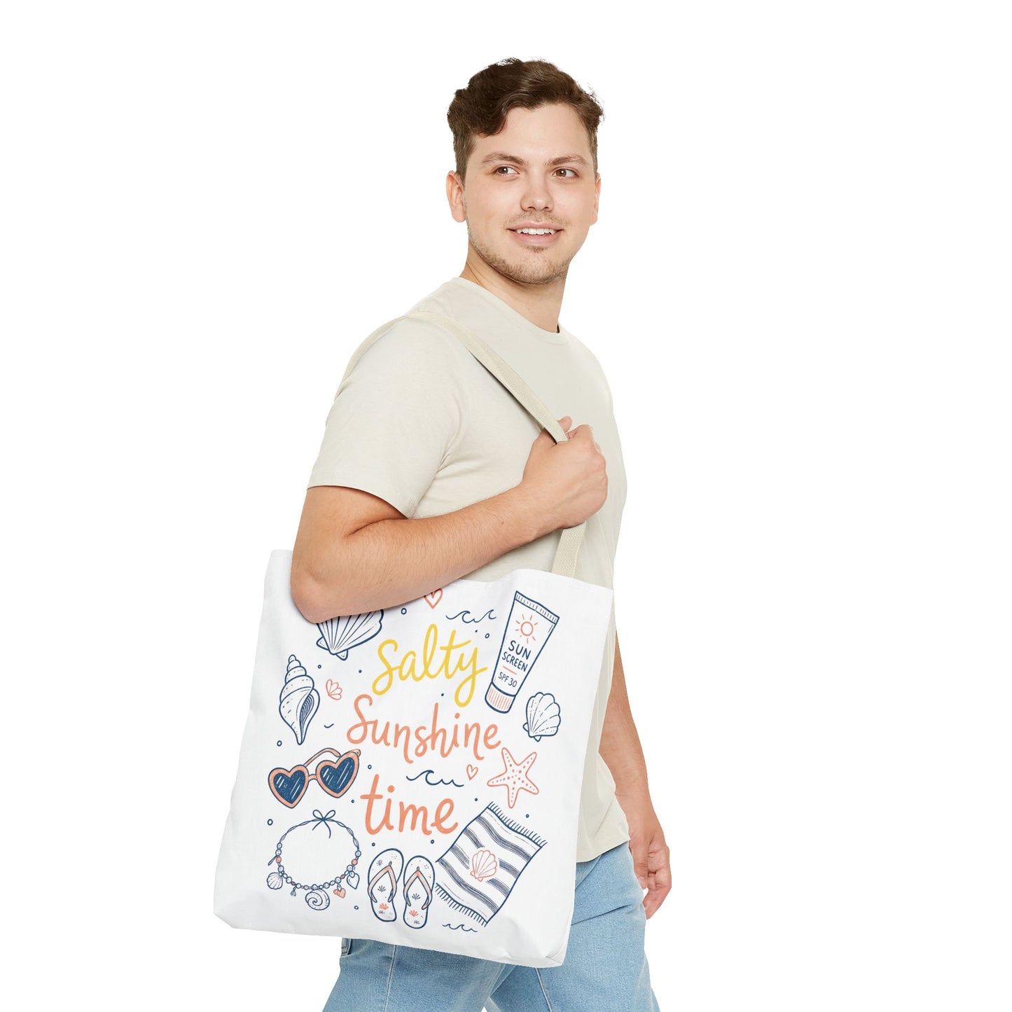 Beach Vibes Tote — "Salty Sunshine Time" Summer Beach Bag