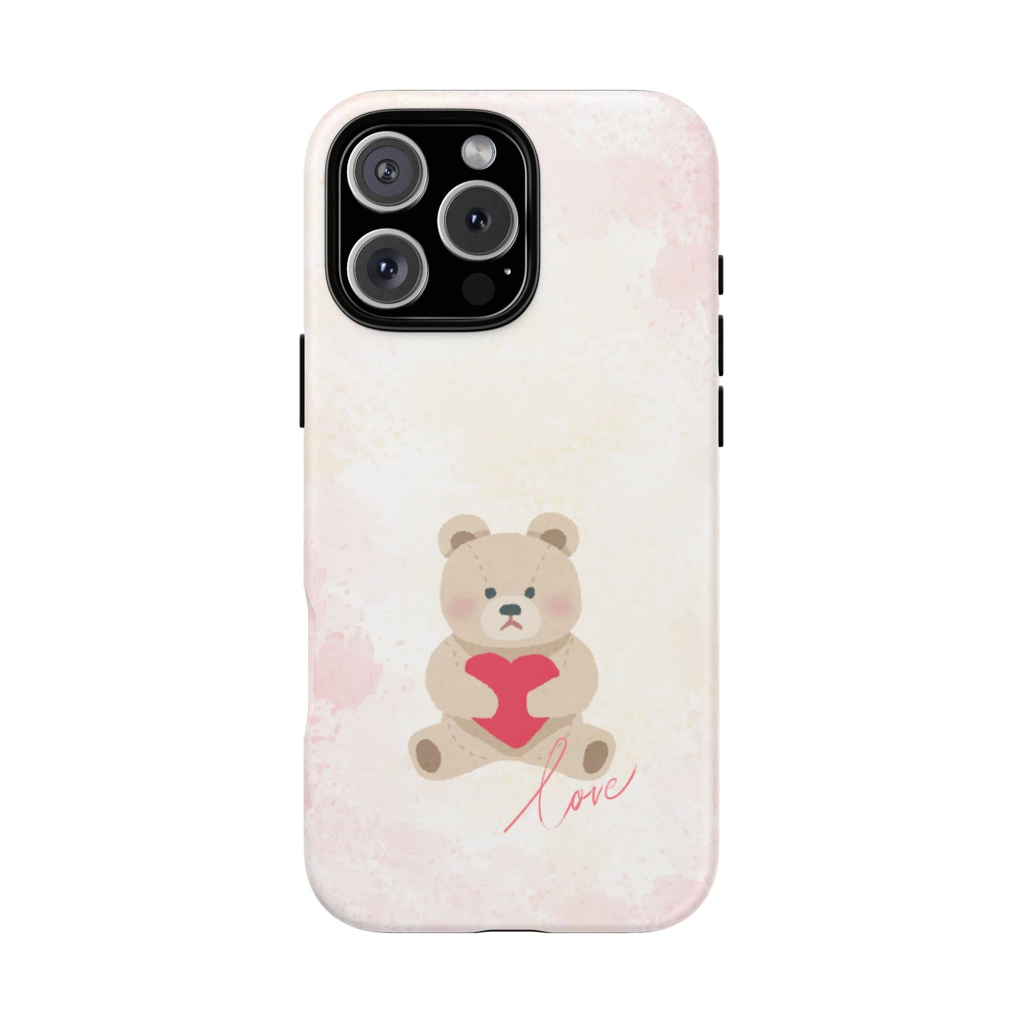 Teddy Bear Heart Phone Case – 'Love' Pastel Protective Design Cover