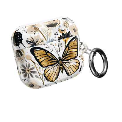 Gold & black Butterfly Floral AirPod Case — Decorative Charging Case