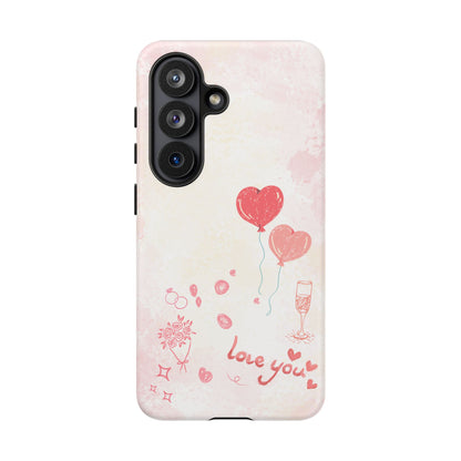 Valentine Heart Balloons Phone Case — "Love You" Romantic Protective Design Cover