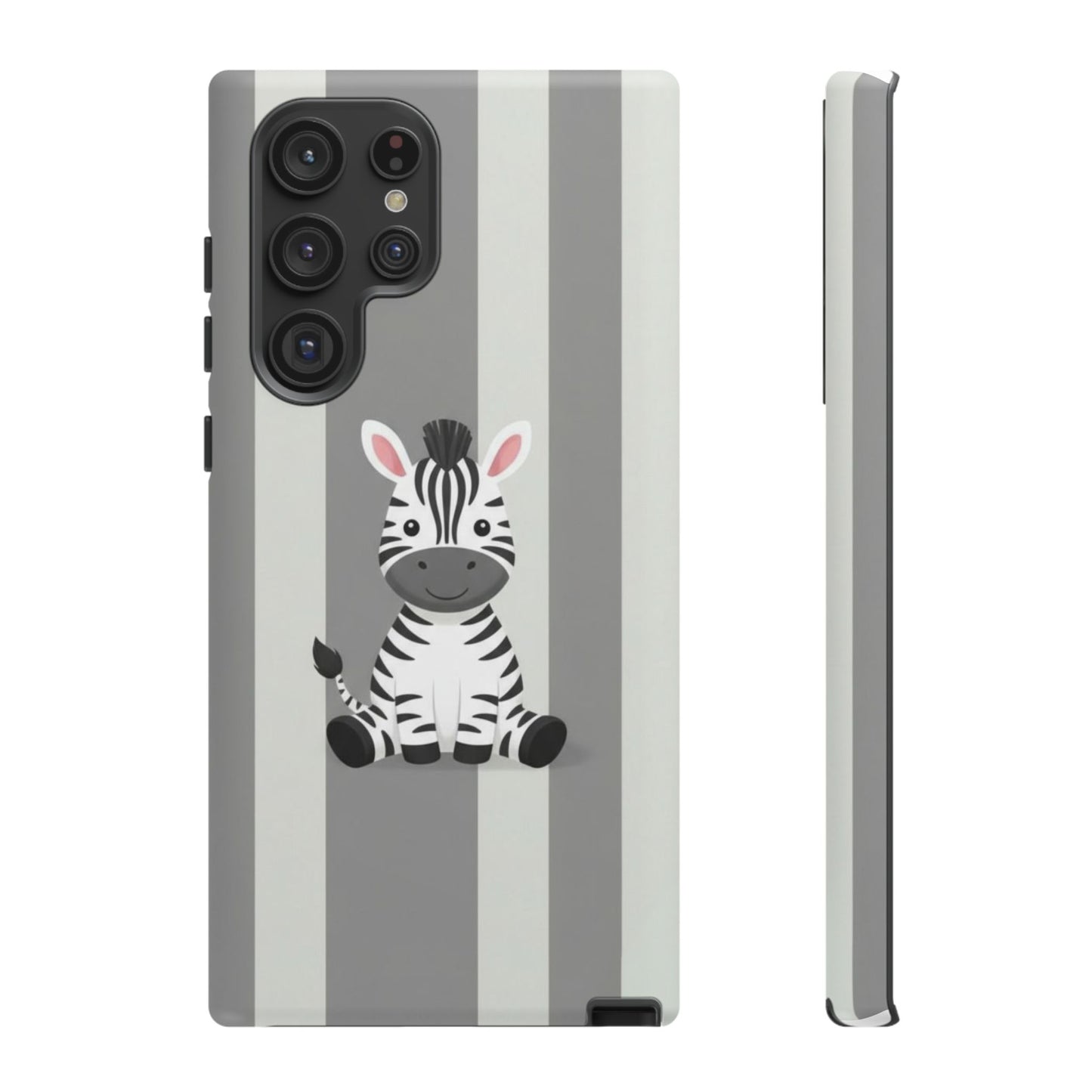 Baby Zebra Phone Case — Soft Grey Striped Protective Design Cover