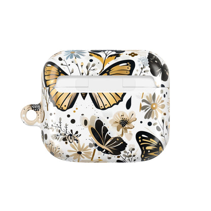 Gold & black Butterfly Floral AirPod Case — Decorative Charging Case