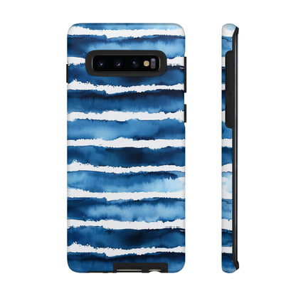 Blue & White Watercolor Stripe Tough Case