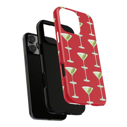 Martini Pattern Tough Case — Dark Red Cocktail Phone Cover