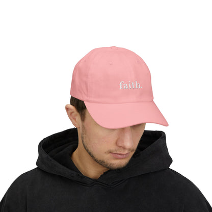 Faith Dad Cap — 'faith.' Front with Heb 11:1 Back Embroidered Baseball Hat