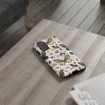 Black & Gold Butterfly Floral Phone Case - Seamless Pattern Design Cover