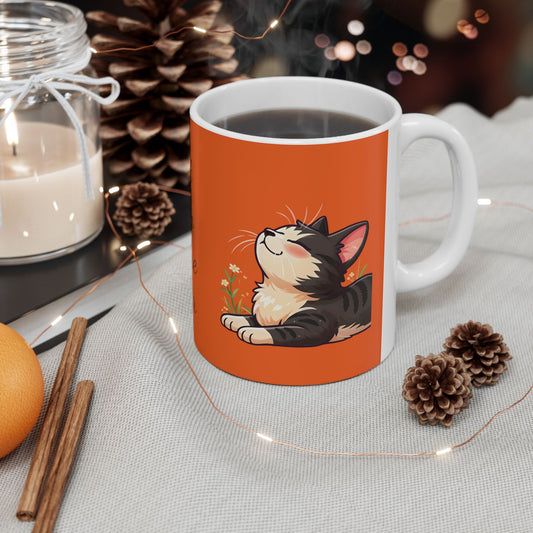 Best Mom of the Year Ceramic Mug — Floral Cat Customized Mother's Day Gift (11oz)