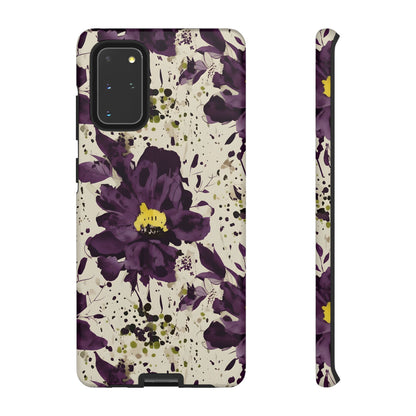 Royral Purple Watercolor Floral Phone Case — Seamless Pastel Flower Protective Design Cover