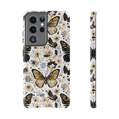 Black & Gold Butterfly Floral Phone Case - Seamless Pattern Design Cover