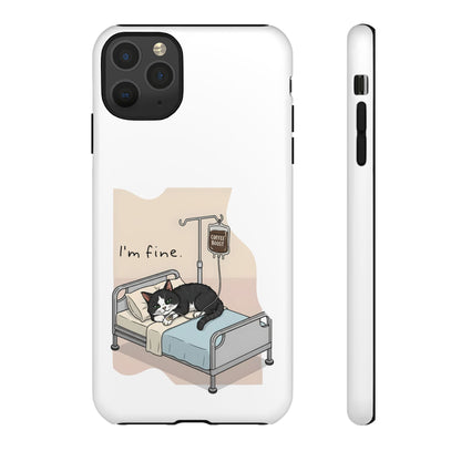 "I'm fine" Cat lying in bed - Tuxedo Cat Protective Design Cover