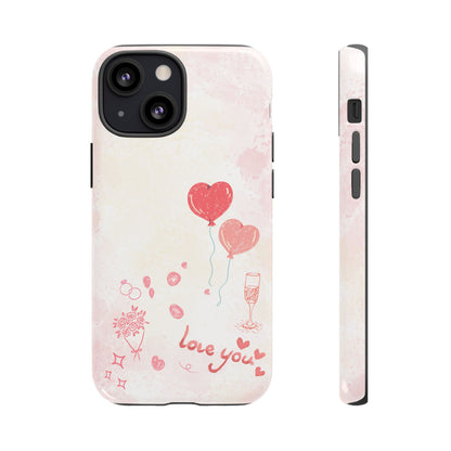 Valentine Heart Balloons Phone Case — "Love You" Romantic Protective Design Cover