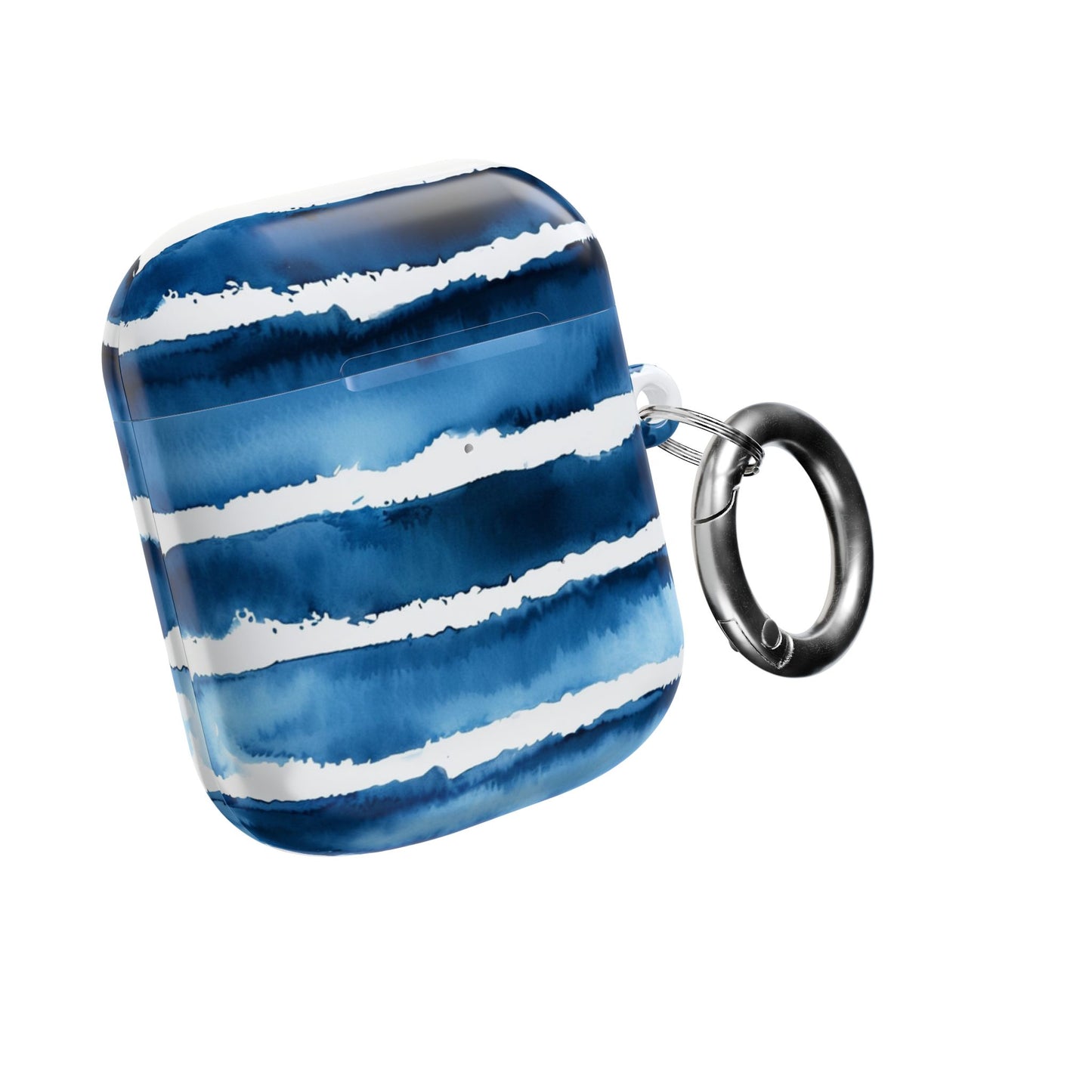 Blue Watercolor Stripe AirPod Case — Coastal Wave Protective Cover
