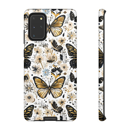 Black & Gold Butterfly Floral Phone Case - Seamless Pattern Design Cover