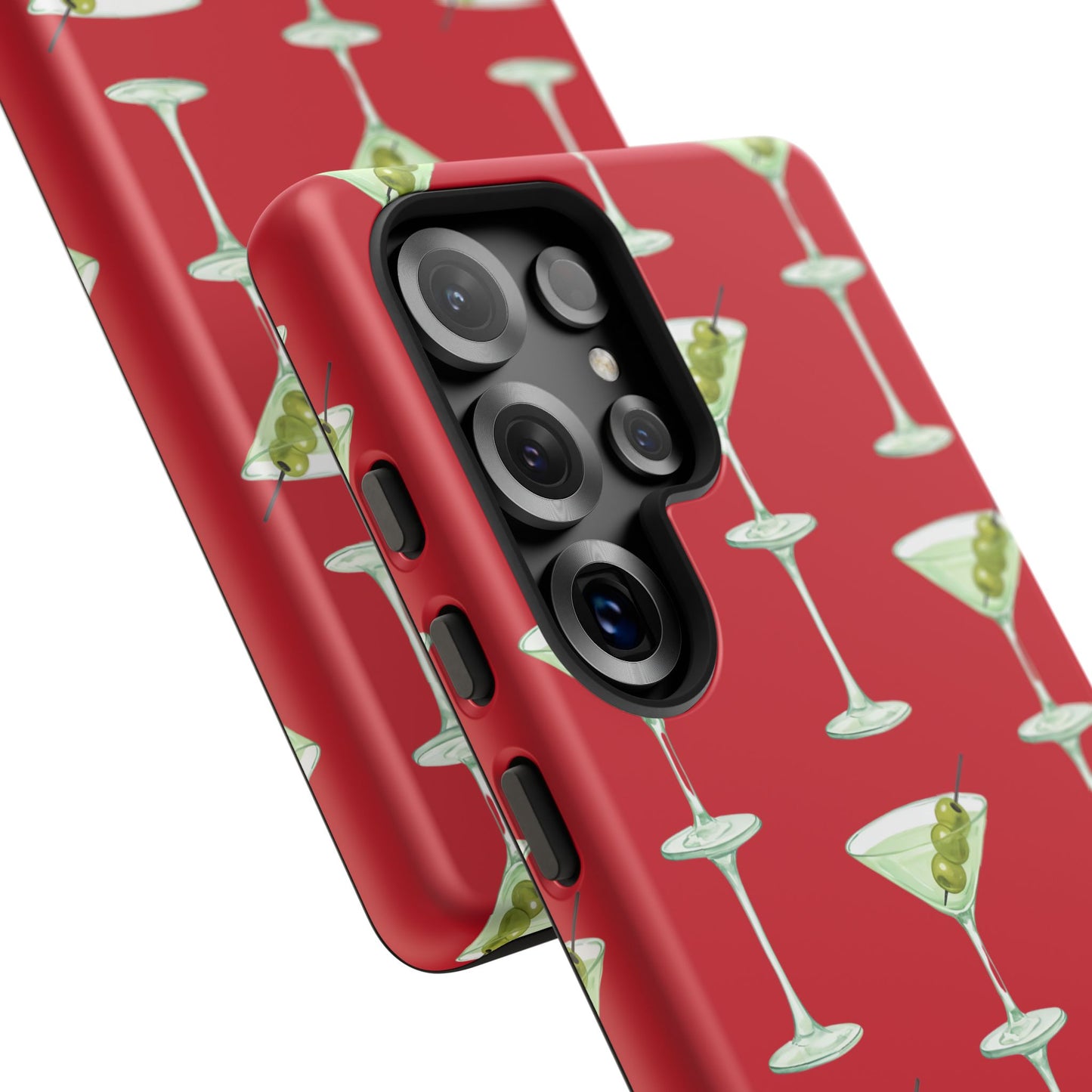 Martini Pattern Tough Case — Dark Red Cocktail Phone Cover