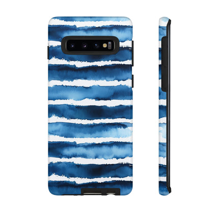 Blue & White Watercolor Stripe Tough Case