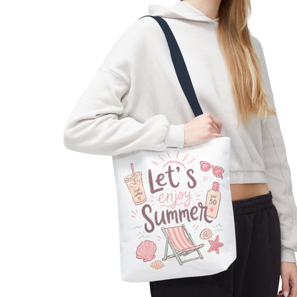 Let's Enjoy Summer Tote Bag — Beach Chair & Seashell Graphic