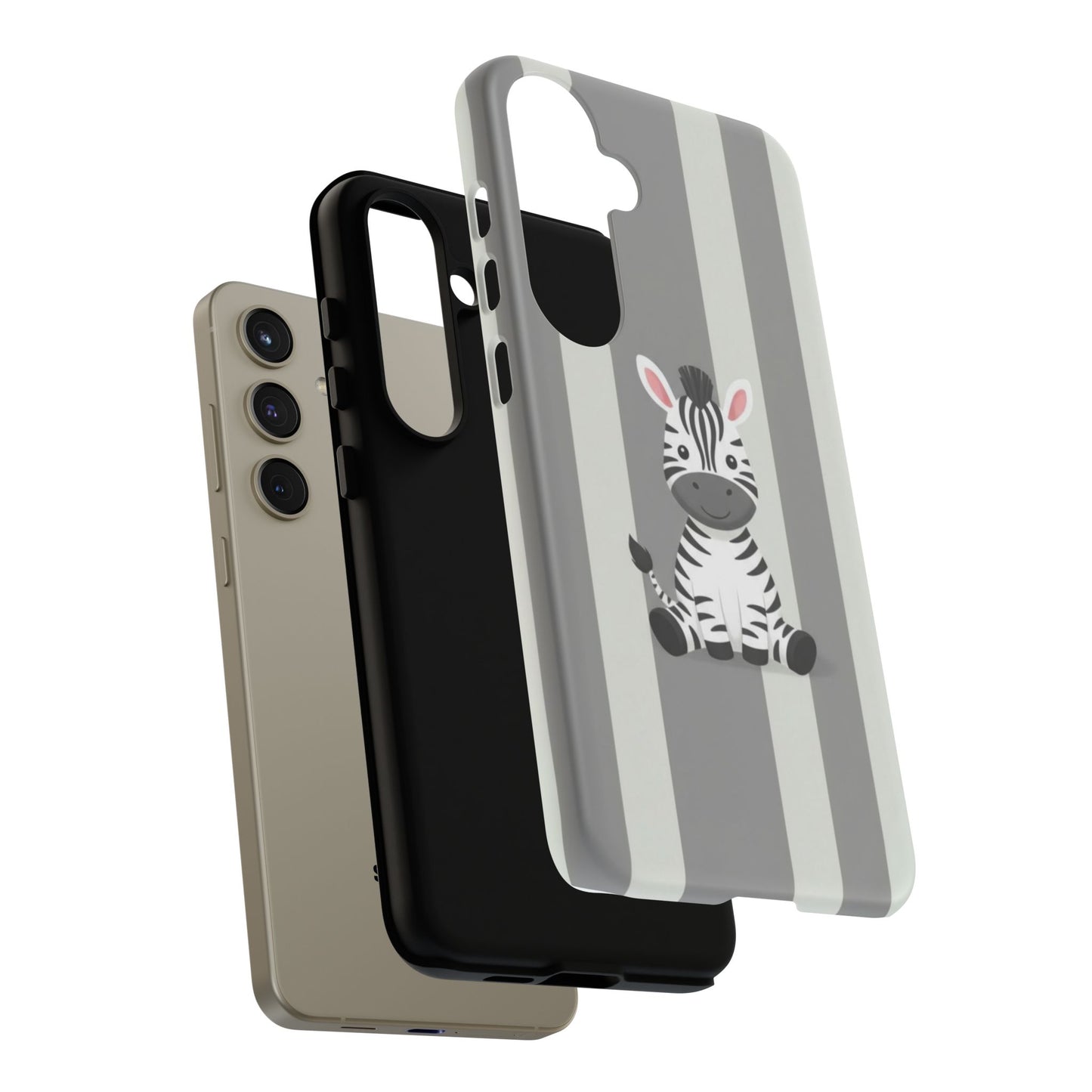 Baby Zebra Phone Case — Soft Grey Striped Protective Design Cover