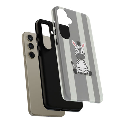Baby Zebra Phone Case — Soft Grey Striped Protective Design Cover