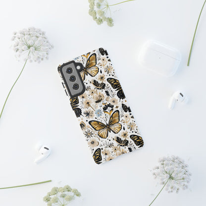 Black & Gold Butterfly Floral Phone Case - Seamless Pattern Design Cover
