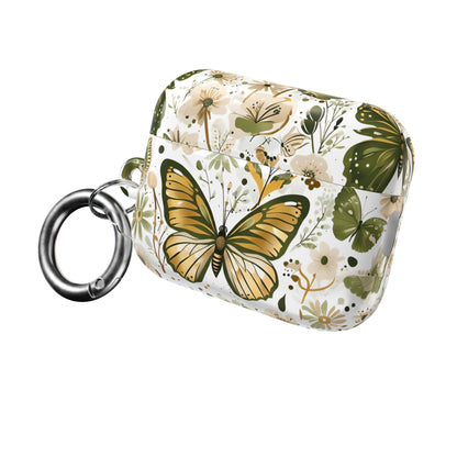Olive Green Butterfly Floral AirPod Case — Decorative Charging Case
