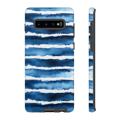 Blue & White Watercolor Stripe Tough Case
